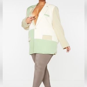 PLT Plus sage green colorblock blazer